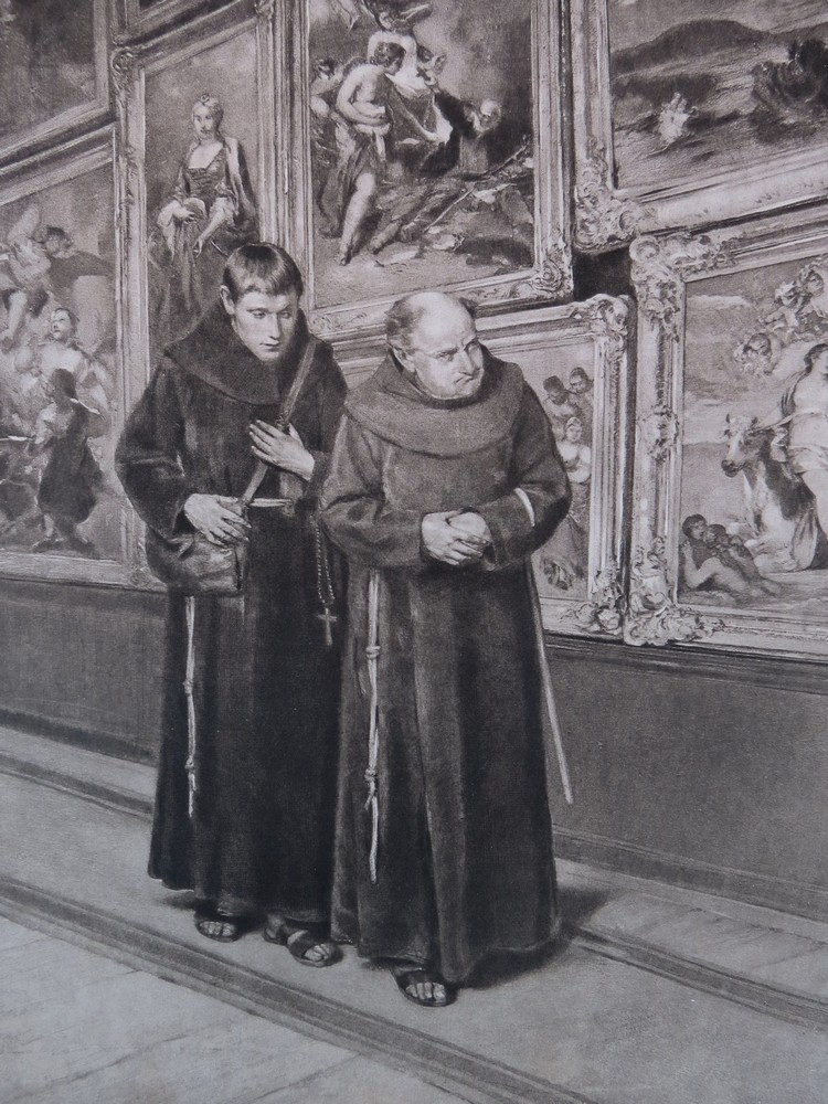 ANTIQUE C. 1885 PHOTOGRAVURE ETCHING IN THE PICTURE ART GALLERY BY MATHIAS SCHMID