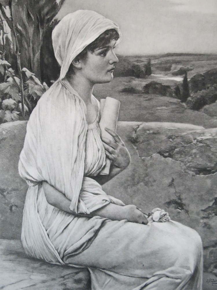 ANTIQUE C. 1885 PHOTOGRAVURE ETCHING HYPATIA OF ALEXANDRIA BY ALFRED SEIFERT