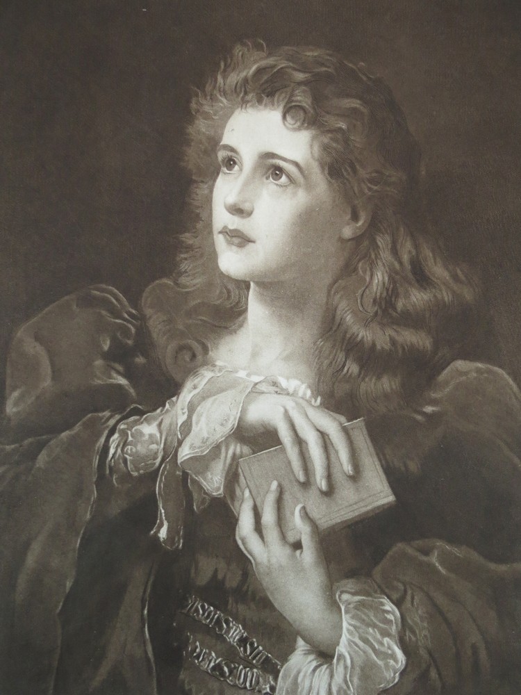ANTIQUE C. 1885 PHOTOGRAVURE ETCHING SOUL'S AWAKENING BY JAMES SANT