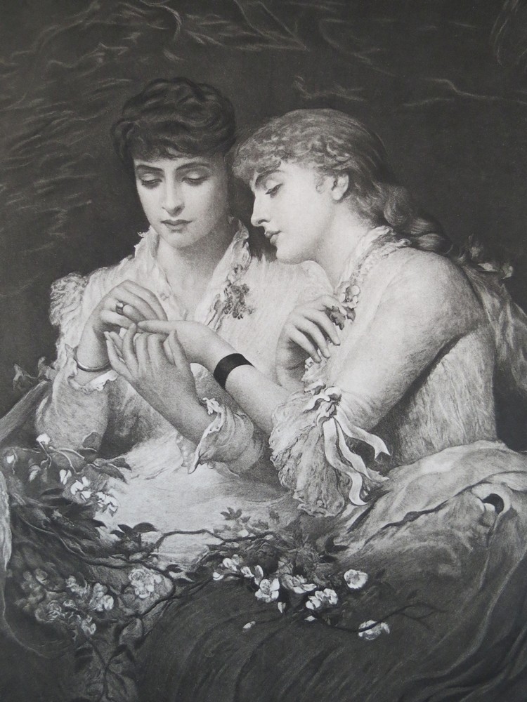 ANTIQUE C. 1885 PHOTOGRAVURE ETCHING THORN AMOUNT THE ROSES BY JAMES SANT