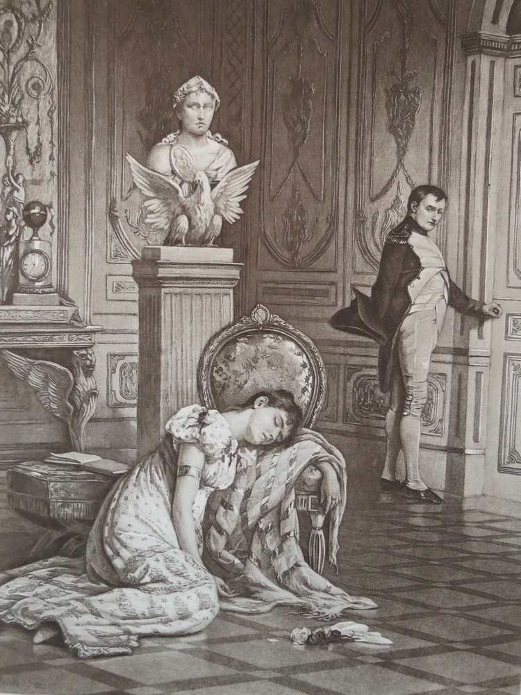 ANTIQUE C. 1885 PHOTOGRAVURE ETCHING NAPOLEON'S FAREWELL TO JOSEPHINE BY LASLETT J. POTT