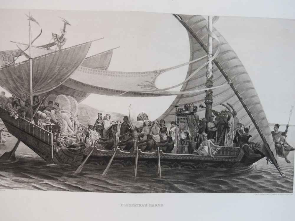 ANTIQUE C. 1885 PHOTOGRAVURE ETCHING CLEOPATRA'S BARGE BY HENRI-PIERRE PICOU