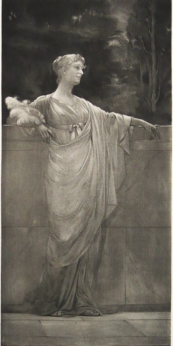 ANTIQUE 1890 FRANCIS DAVIS MILLET ON THE TERRACE PHOTOGRAVURE PRINT