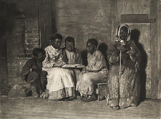 ANTIQUE 1890 WINSLOW HOMER SUNDAY MORNING IN OLD VIRGINIA BLACK AMERICANA PHOTOGRAVURE PRINT