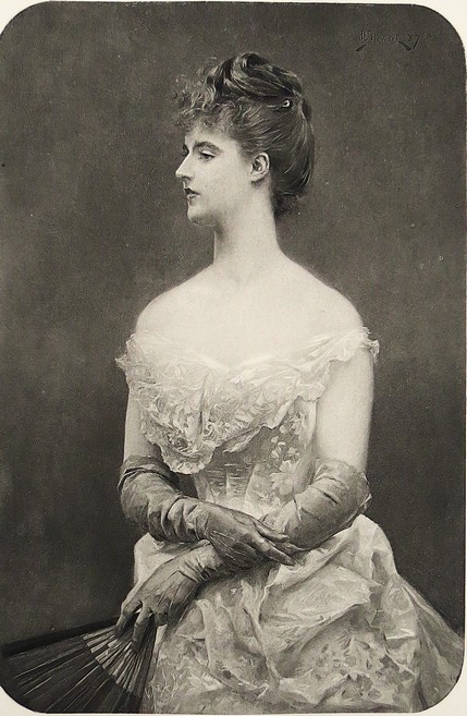 ANTIQUE 1890 LA VICOMTESSE DE GOUY DARCY BY JULIUS STEWART PHOTOGRAVURE PRINT