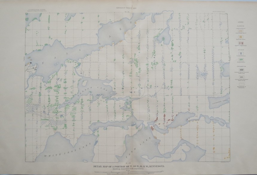 ORIGINAL 1903 GEOLOGIC DETAIL MAP OF TOWNSHIP 63 N., R. 11 W., MINNESOTA