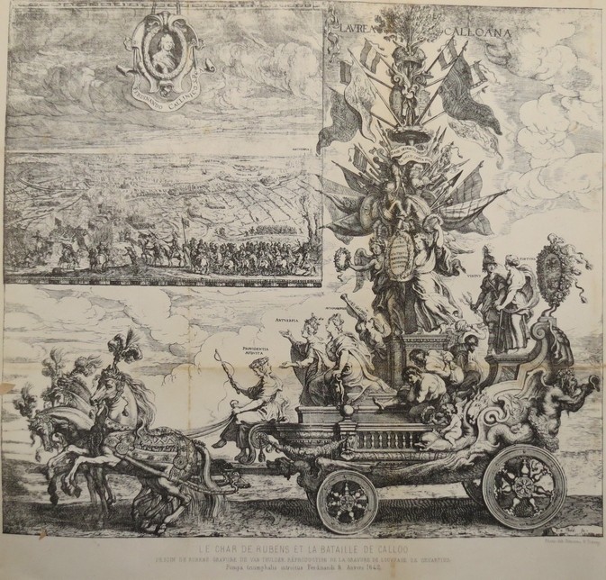 ANTIQUE C. 1860 LITHOGRAPH THE TRIUMPHAL CAR OF CALLOO AFTER PETER PAUL RUBENS BY THEODOOR VAN THULDEN