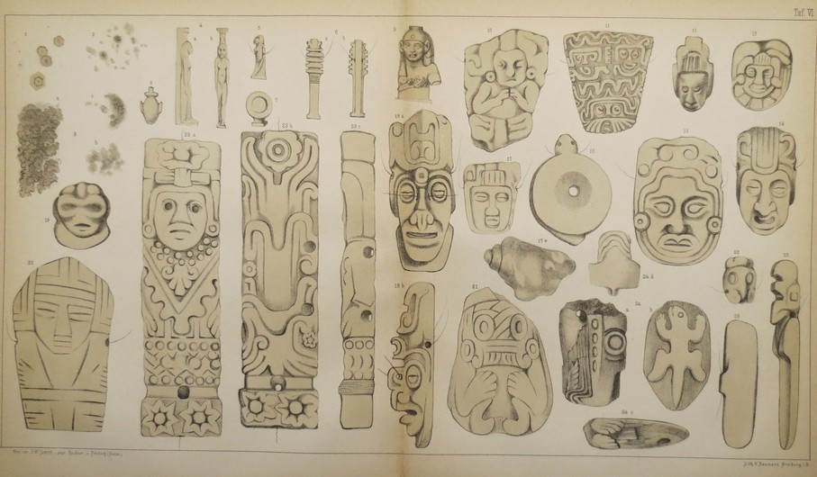 ANTIQUE C. 1920 COLLECTION OF MAYAN LITHOGRAPHS BY GUSTAVE BAUMANN FREIBURG
