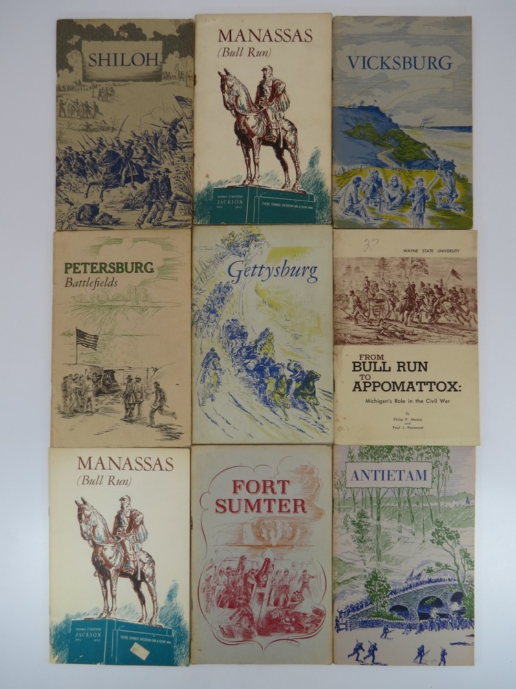 NATIONAL PARK SERVICE CIVIL WAR BOOKLET COLLECTION 9 VOLUMES Manassas (Bull Run) [2]; Vicksburg; Antietam; from Bull Run to Appomattox; Gettysburg; Petersburg Battlefields; Fort Sumter; Shiloh