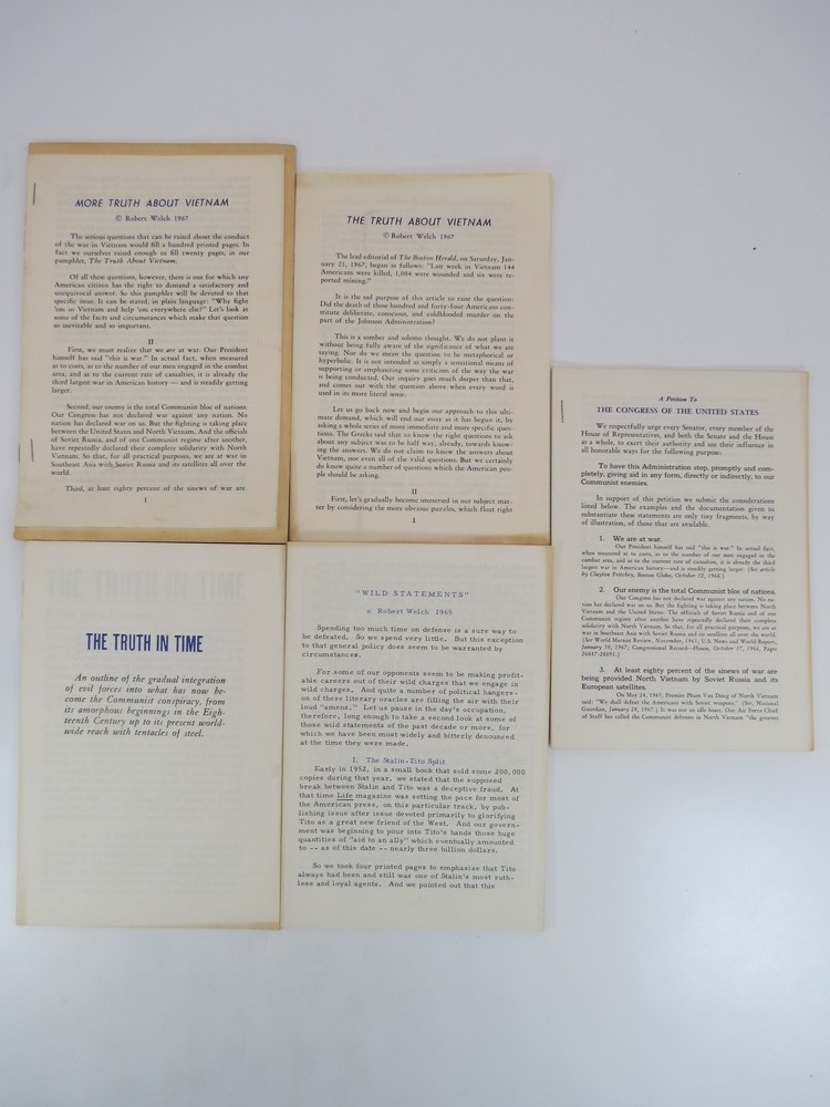 COLLECTION OF 5 ANTI-COMMUNIST AND VIETNAM BOOKLETS: Wild Statements; the Truth in Time; a Petition to the Congress of the United States; the Truth about Vietnam; More Truth about Vietnam