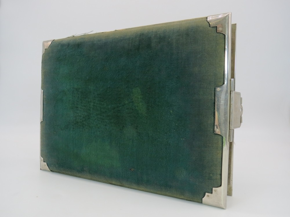 VICTORIAN PHOTO ALBUM WITH METAL BACK SPINE AND ADJUSTABLE CLASP