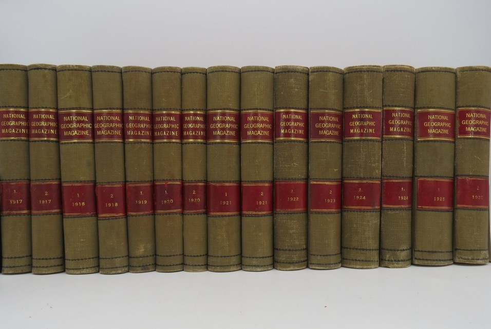 NATIONAL GEOGRAPHIC MAGAZINE 1917 TO 1925 (15 VOLUMES)