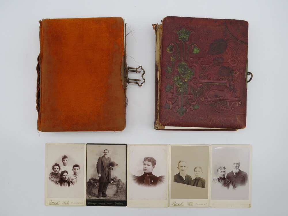 2 ANTIQUE VICTORIAN PHOTO ALBUMS WITH WORKING CLASPS