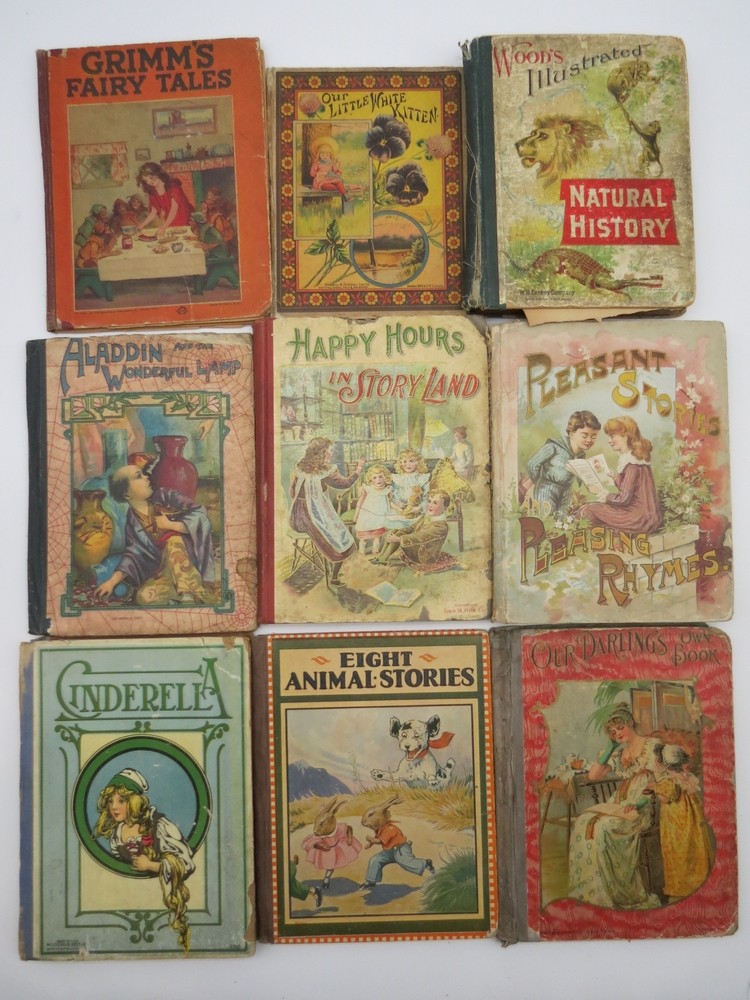 16 ANTIQUE VICTORIAN CHILDREN'S BOOKS WITH CHROMOLITHOGRAPH COVERS