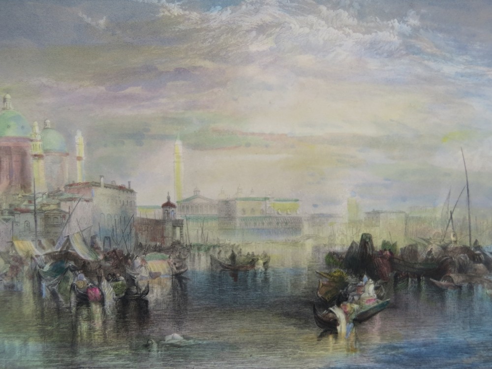 ANTIQUE 19TH CENTURY HAND COLORED ENGRAVING VENICE BY JMW TURNER