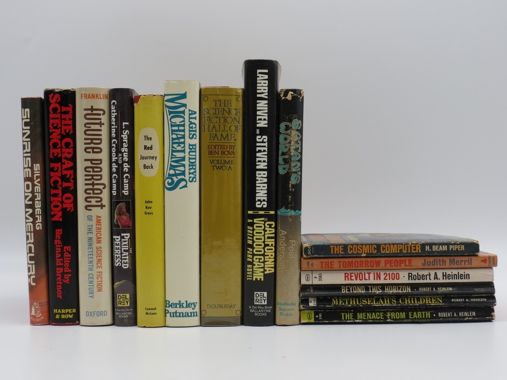 15 VINTAGE SCI-FI BOOKS HARDCOVER AND PAPERBACK