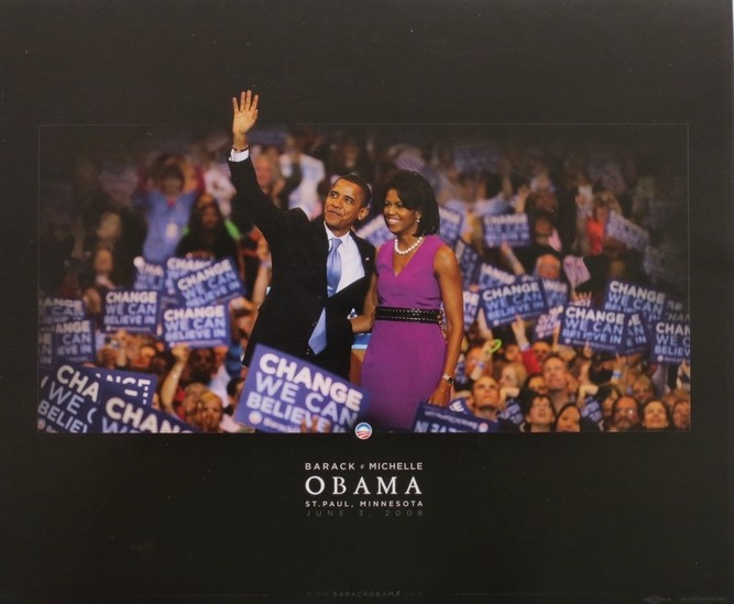 BARACK & MICHELLE OBAMA 2008 ST. PAUL MINNESOTA SIGN POSTER 12