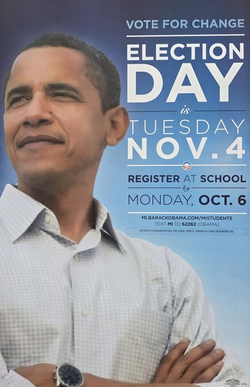 BARACK OBAMA VOTE FOR CHANGE 2008 CAMPAIGN SIGN POSTER 17