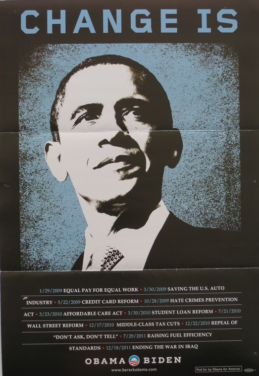 PRESIDENT BARACK OBAMA CHANGE IS 2012 CAMPAIGN MAILER POSTER 17