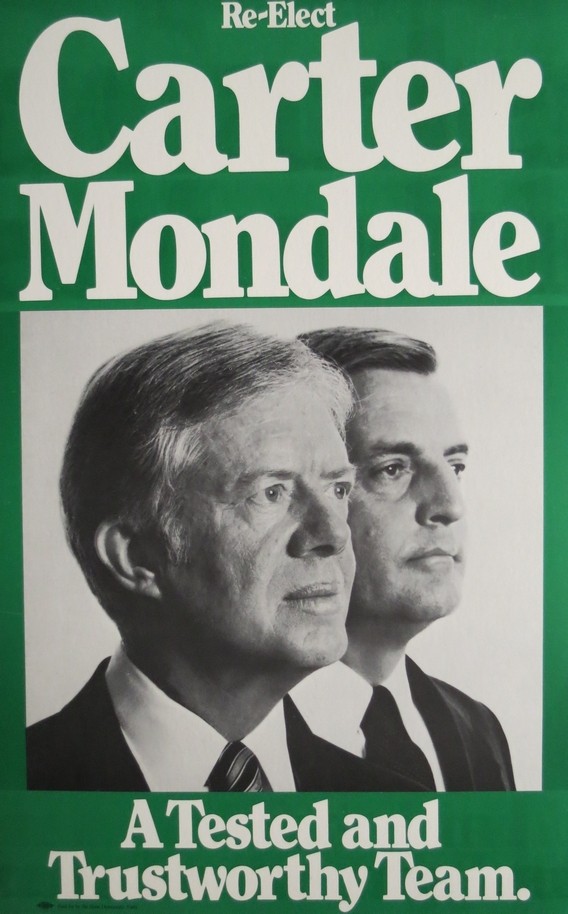 JIMMY CARTER WALTER MONDALE 1980 PRESIDENTIAL CAMPAIGN SIGN POSTER 19