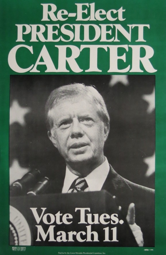 JIMMY CARTER 1980 RE-ELECT PRESIDENTIAL CAMPAIGN SIGN POSTER 19