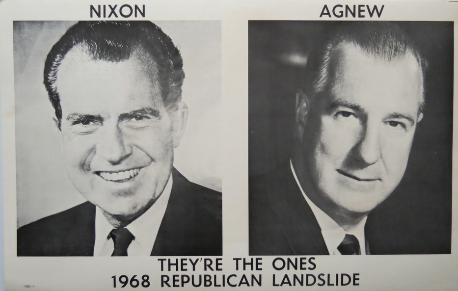 RICHARD NIXON & AGNEW 1968 PRESIDENTIAL CAMPAIGN SIGN POSTER 22