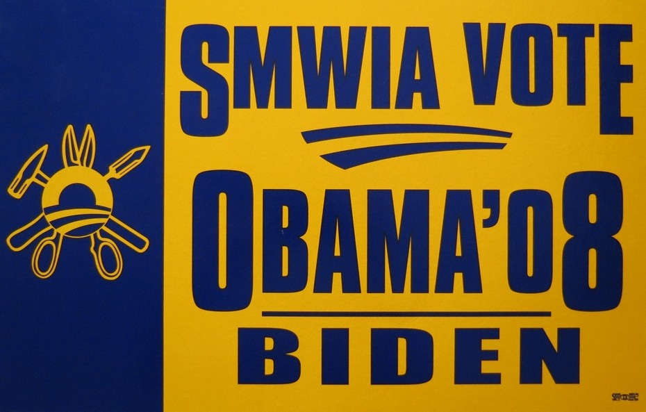 SMWIA SHEET METAL WORKERS VOTE OBAMA BIDEN 2008 CAMPAIGN SIGN POSTER 22