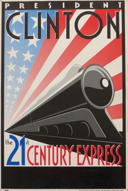 AUTHENTIC BILL CLINTON 1996 PRESIDENTIAL CAMPAIGN SIGN POSTER 21ST CENTURY EXPRESS 28