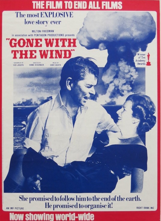 RONALD REAGAN & MARGARET THATCHER 1984 SATIRICAL GONE WITH THE WIND POSTER 24