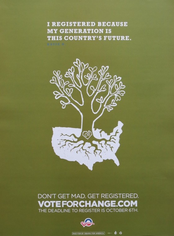 OBAMA VOTE FOR CHANGE REGISTER MY GENERATION IS COUNTRY'S FUTURE POSTER 24