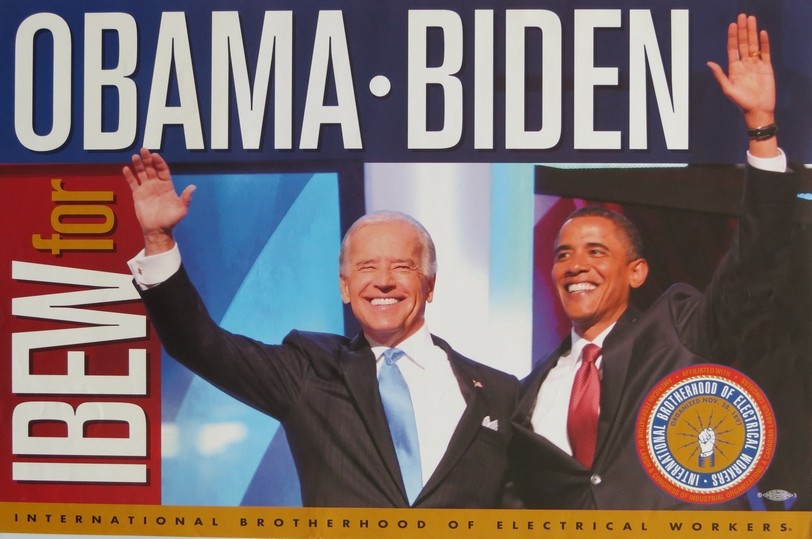 AUTHENTIC OBAMA BIDEN IBEW INTERNATIONAL BROTHERHOOD OF ELECTRICAL WORKERS POSTER 24