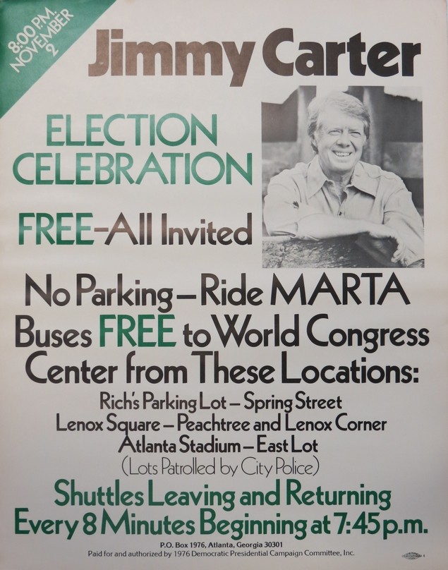 1976 JIMMY CARTER ATLANTA, GEORGIA ELECTION CELEBRATION POSTER 23