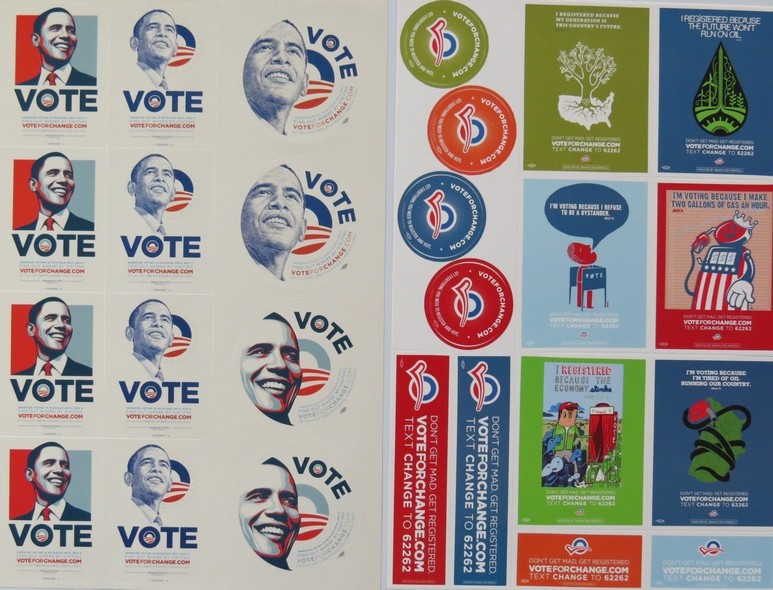 2008 BARACK OBAMA SHEPARD FAIREY & VOTE FOR CHANGE STICKER SHEETS 18
