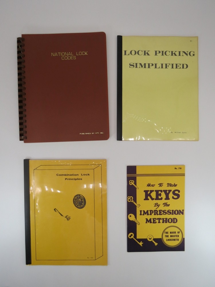NATIONAL LOCK CODES DISC AND PIN TUMBLER; Plus 3 Other Locksmith Booklets: Lock Picking Simplified, Combination Lock Principles, How to Make Keys by the Impression Method
