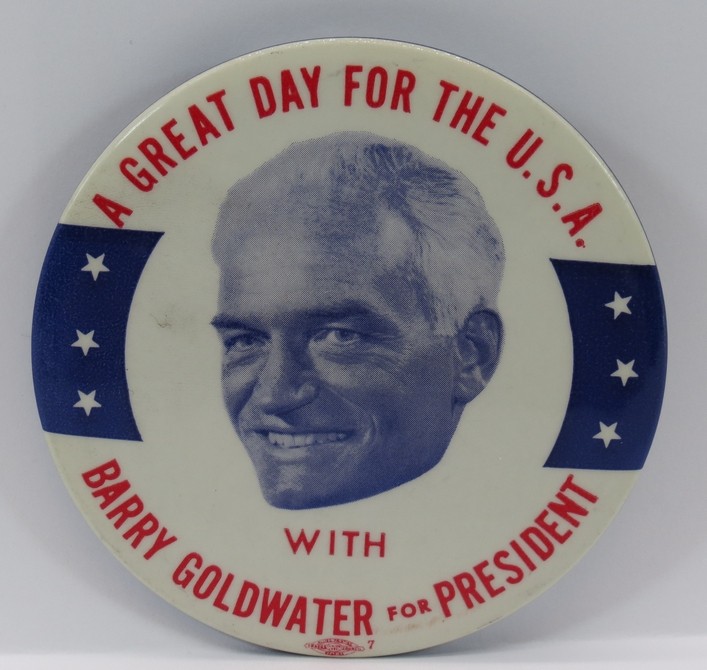 BARRY GOLDWATER FOR PRESIDENT GREAT DAY FOR THE USA BUTTON 4