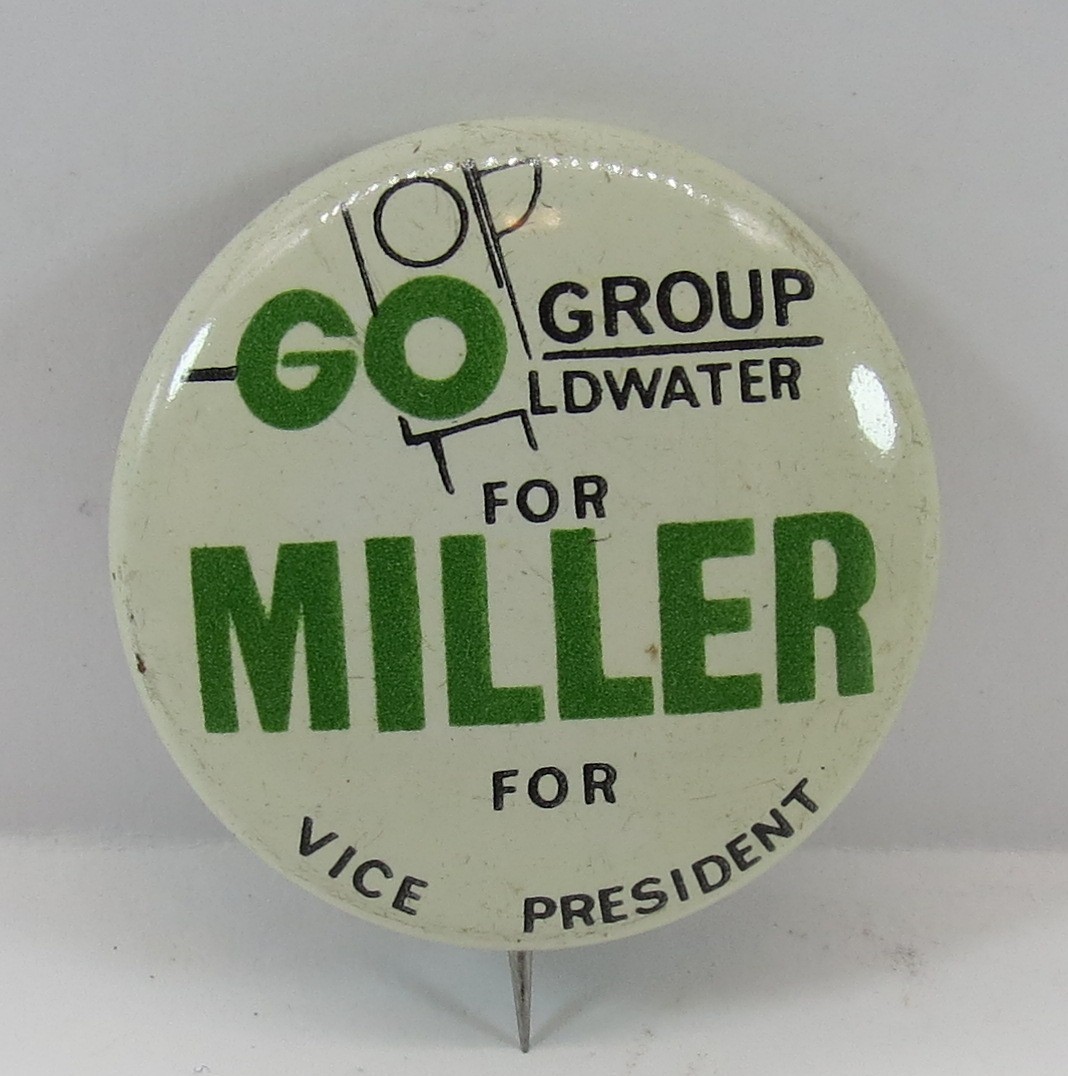 GOLDWATER GROUP FOR MILLER FOR VICE PRESIDENT BUTTON 1.25