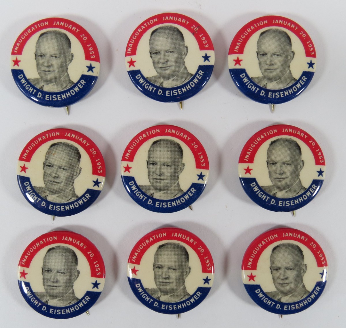 9 DWIGHT D. EISENHOWER 1953 PRESIDENTIAL INAUGURATION BUTTONS 1.25