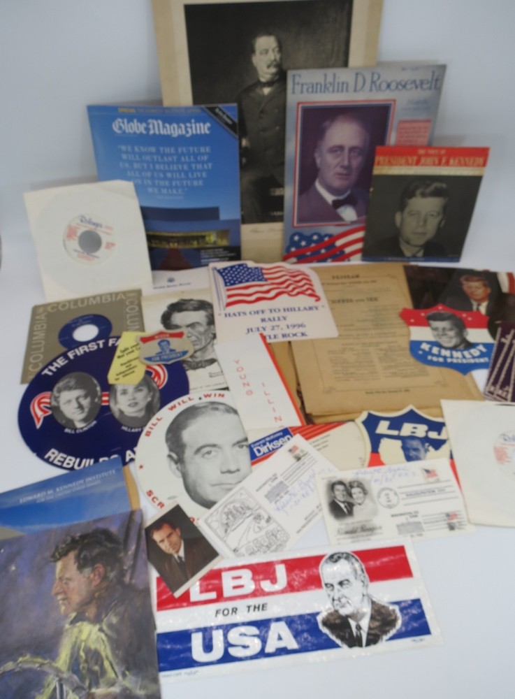 33 PIECE VINTAGE POLITICAL EPHEMERA & MEMORABILIA LOT COLLECTION