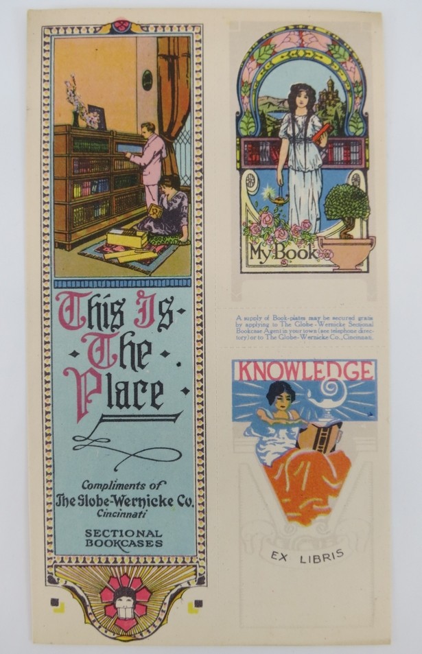 ANTIQUE ART NOUVEAU GLOBE WERNICKE ADVERTISING BOOKMARKS
