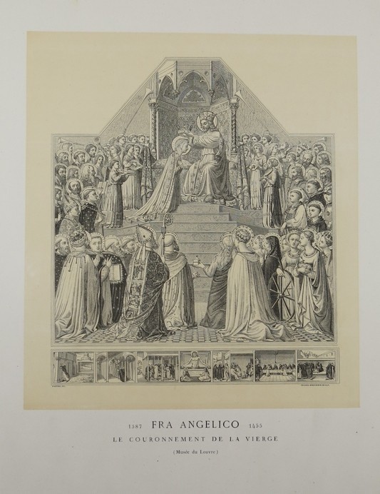 LE COURONNEMENT DE LA VIERGE [CORRONATION OF VIRGIN] BY FRA ANGELICO ANTIQUE 1870 WOODCUT PLATE 16