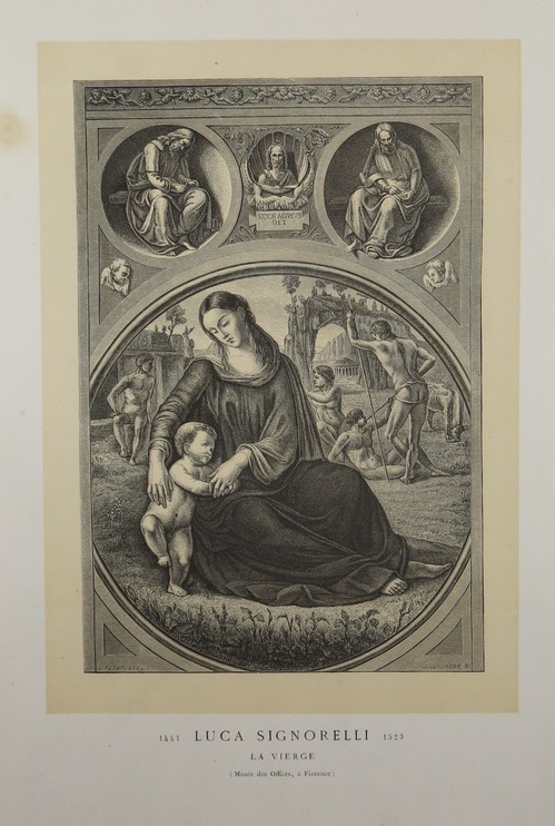 LA VIERGE [VIRGIN MADONNA & CHILD] BY LUCA SIGNORELLI ANTIQUE 1870 WOODCUT PLATE 16