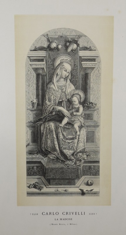 LA MADONE [MADONNA & CHILD] BY CARLO CRIVELLI ANTIQUE 1870 WOODCUT PLATE 16