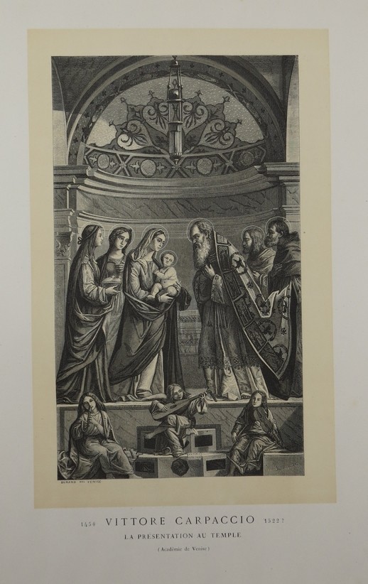 PRESENTATION OF JESUS IN THE TEMPLE BY VITTORE CARPACCIO ANTIQUE 1870 WOODCUT PLATE 16