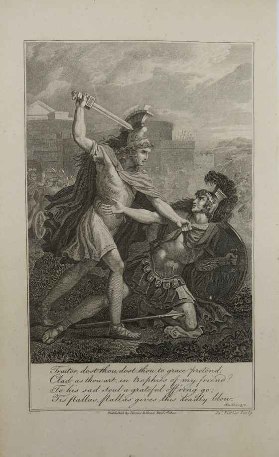 1802 VIRGIL AENEID COPPER PLATE ENGRAVING AENEAS DEATH OF TURNUS BY JAMES FITTLER