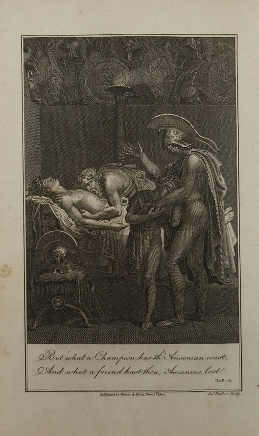1802 VIRGIL AENEID COPPER PLATE ENGRAVING AENEAS & ASCANIUS MOURNING BY JAMES FITTLER