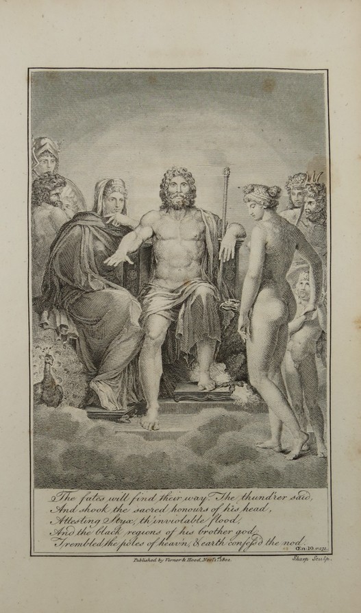 1802 VIRGIL AENEID COPPER PLATE ENGRAVING GREEK GOD JUPITER & GODESSES BY WILLIAM SHARP