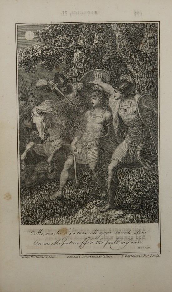 1802 VIRGIL AENEID COPPER PLATE ENGRAVING NISUS AND EURYALUS BY FRANCESCO BARTOLOZZI