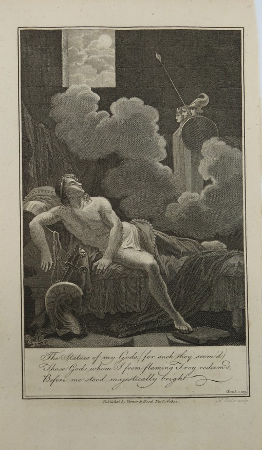 1802 VIRGIL AENEID COPPER PLATE ENGRAVING THE DREAM OF AENEAS BY JEAN-BAPTISTE-MICHEL GODEFROY ENGRAVED BY JAMES FITTLER