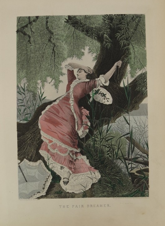 1888 VICTORIAN LADY STEEL PLATE COLOR ENGRAVING