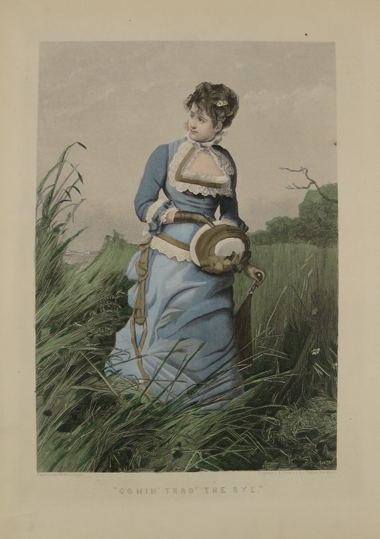 1888 VICTORIAN LADY FASHION STEEL PLATE COLOR ENGRAVING